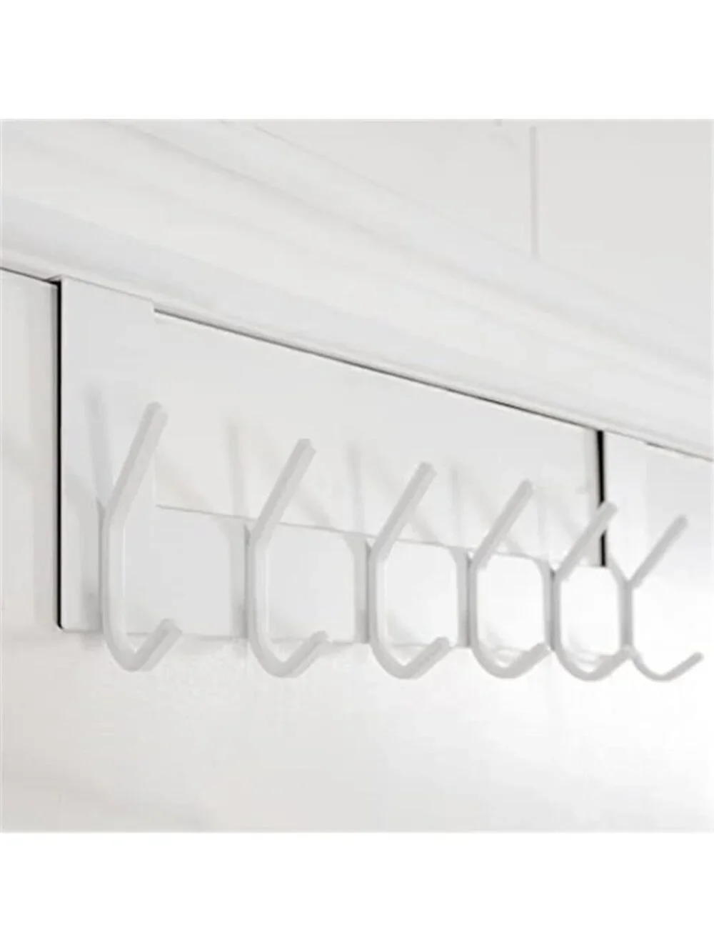 Over Door Hook Rack White 6 Hooks Towel Coat Hanger No Drill Organizer